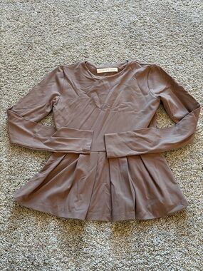 Susana Monaco Pleated Peplum Top - Taupe